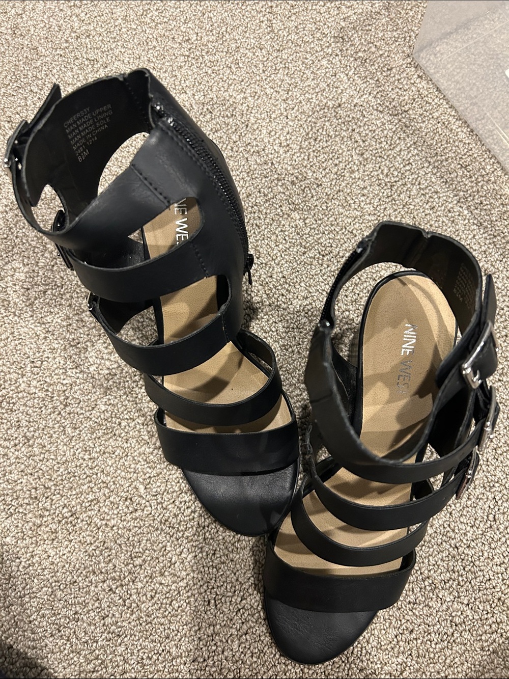 Nine West Black Multi-Strap High Heel Sandals